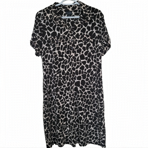 Enfocus Studio Midi Down Dress Brown And White Giraffe Print Dress US 16